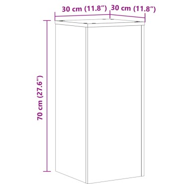vidaXL Βάσεις Φυτών 2 Τεμ. Γκρι Sonoma 30x30x70 εκ. Επεξεργασμένο Ξύλο