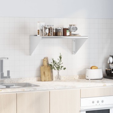 vidaXL Ράφι Τοίχου Ασημί 75x45x31cm Ανοξείδωτο Ατσάλι 1 τεμ.
