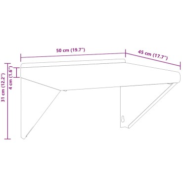 vidaXL Ράφι Τοίχου Ασημί 50x45x31cm Ανοξείδωτο Ατσάλι 1 τεμ.
