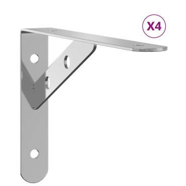 vidaXL Στηρίγματα Ραφιών 4 τεμ. Ασημί 20x2,5x14cm Ανοξείδωτο Ατσάλι
