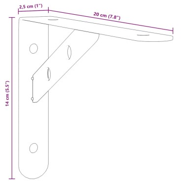 vidaXL Στηρίγματα Ραφιών 4 τεμ. Ασημί 20x2,5x14cm Ανοξείδωτο Ατσάλι