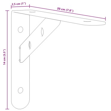 vidaXL Στηρίγματα Ραφιών 4 τεμ. Ασημί 20x2,5x14cm Ανοξείδωτο Ατσάλι