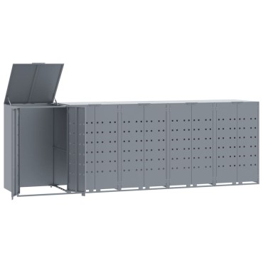 vidaXL Πλαίσιο Κάδων Απορριμμάτων 5 Κάδοι Γκρι 345x79x117 εκ. Ατσάλι