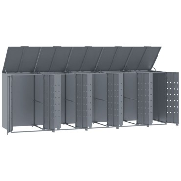 vidaXL Πλαίσιο Κάδων Απορριμμάτων 5 Κάδοι Γκρι 345x79x117 εκ. Ατσάλι