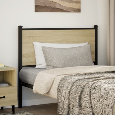 vidaXL Κεφαλάρι Sonoma Δρυς Επεξεργασμένο Ξύλο/Ατσάλι 112x3x91,5cm 1 τεμ.