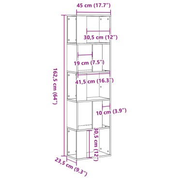 vidaXL Βιβλιοθήκη 5 Επιπέδων 45x23,5x162,5cm Επεξεργ. Ξύλο 1 τεμ.
