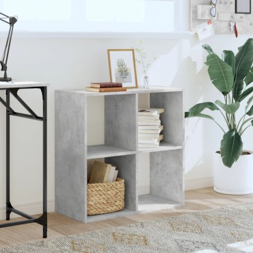 vidaXL Βιβλιοθήκη Γκρι Σκυροδέματος 68,5x32x68,5cm Επεξεργ. Ξύλο 1 τεμ.