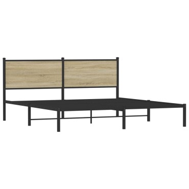 vidaXL Σκελετός Κρεβ. Χωρίς Στρώμα Sonoma Δρυς 160x200 εκ. Μεταλλικό