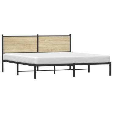 vidaXL Σκελετός Κρεβ. Χωρίς Στρώμα Sonoma Δρυς 160x200 εκ. Μεταλλικό