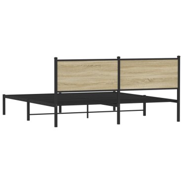 vidaXL Σκελετός Κρεβ. Χωρίς Στρώμα Sonoma Δρυς 160x200 εκ. Μεταλλικό