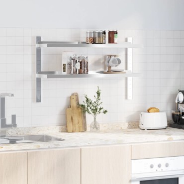 vidaXL Ράφι Τοίχου 2 Επιπ. Ασημί 100x23,5x60cm Ανοξείδωτο Ατσάλι 1 τεμ.