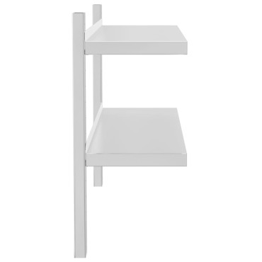 vidaXL Ράφι Τοίχου 2 Επιπ. Ασημί 100x23,5x60cm Ανοξείδωτο Ατσάλι 1 τεμ.