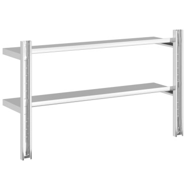 vidaXL Ράφι Τοίχου 2 Επιπ. Ασημί 100x23,5x60cm Ανοξείδωτο Ατσάλι 1 τεμ.