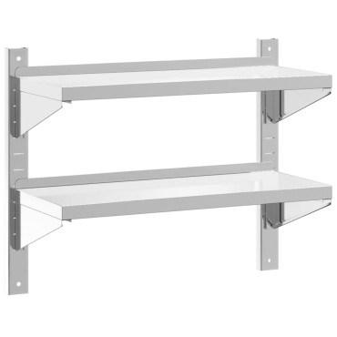 vidaXL Ράφι Τοίχου 2 Επιπ. Ασημί 75x30x60cm Ανοξείδωτο Ατσάλι 1 τεμ.
