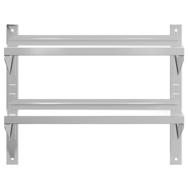 vidaXL Ράφι Τοίχου 2 Επιπ. Ασημί 75x30x60cm Ανοξείδωτο Ατσάλι 1 τεμ.