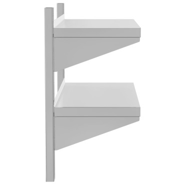 vidaXL Ράφι Τοίχου 2 Επιπ. Ασημί 75x30x60cm Ανοξείδωτο Ατσάλι 1 τεμ.