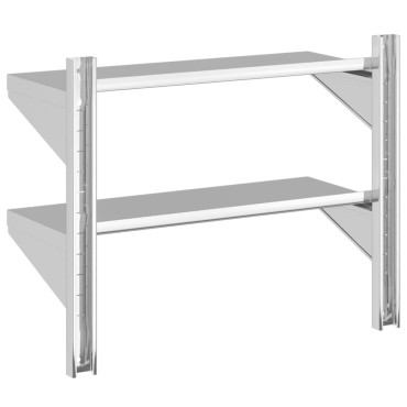 vidaXL Ράφι Τοίχου 2 Επιπ. Ασημί 75x30x60cm Ανοξείδωτο Ατσάλι 1 τεμ.