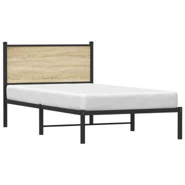 vidaXL Σκελετός Κρεβ. Χωρίς Στρώμα Sonoma Δρυς 100x200 εκ. Μεταλλικό
