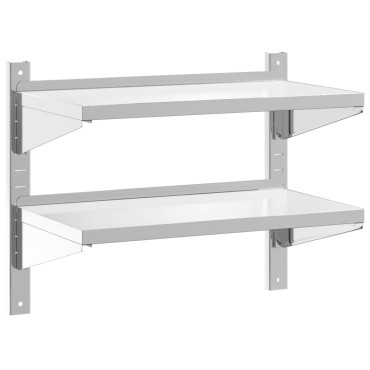 vidaXL Ράφι Τοίχου 2 Επιπ. Ασημί 75x40x60cm Ανοξείδωτο Ατσάλι 1 τεμ.