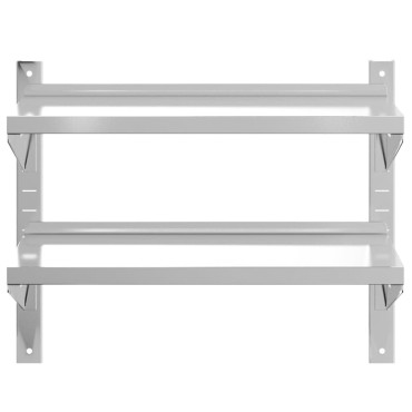 vidaXL Ράφι Τοίχου 2 Επιπ. Ασημί 75x40x60cm Ανοξείδωτο Ατσάλι 1 τεμ.