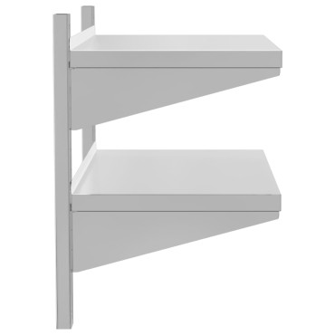vidaXL Ράφι Τοίχου 2 Επιπ. Ασημί 75x40x60cm Ανοξείδωτο Ατσάλι 1 τεμ.