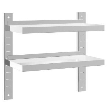 vidaXL Ράφι Τοίχου 2 Επιπ. Ασημί 50x23,5x48cm Ανοξείδωτο Ατσάλι 1 τεμ.