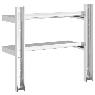 vidaXL Ράφι Τοίχου 2 Επιπ. Ασημί 50x23,5x48cm Ανοξείδωτο Ατσάλι 1 τεμ.