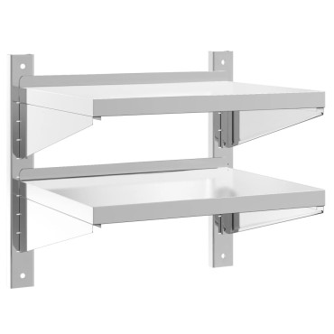 vidaXL Ράφι Τοίχου 2 Επιπ. Ασημί 50x40x48cm Ανοξείδωτο Ατσάλι 1 τεμ.