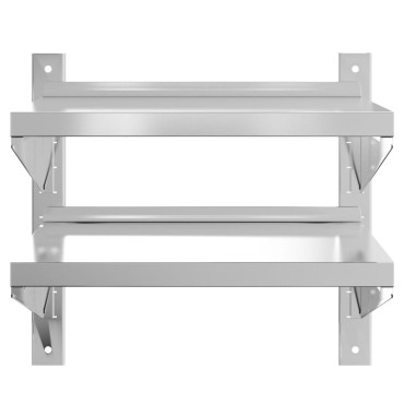 vidaXL Ράφι Τοίχου 2 Επιπ. Ασημί 50x40x48cm Ανοξείδωτο Ατσάλι 1 τεμ.