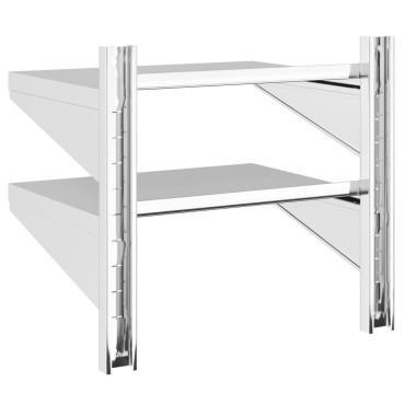 vidaXL Ράφι Τοίχου 2 Επιπ. Ασημί 50x40x48cm Ανοξείδωτο Ατσάλι 1 τεμ.