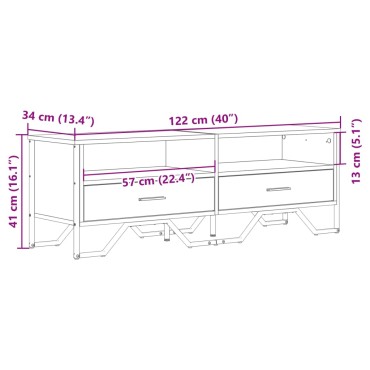 vidaXL Έπιπλο Τηλεόρασης Μαύρο 122x34x41cm Επεξεργασμένο Ξύλο
