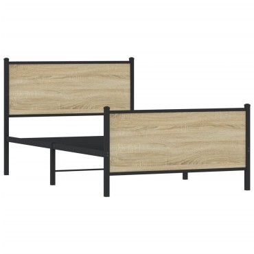 vidaXL Σκελετός Κρεβ. Χωρίς Στρώμα Sonoma Δρυς 100x200 εκ. Μεταλλικό