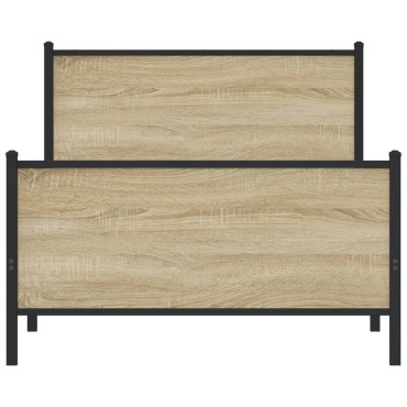 vidaXL Σκελετός Κρεβ. Χωρίς Στρώμα Sonoma Δρυς 100x200 εκ. Μεταλλικό