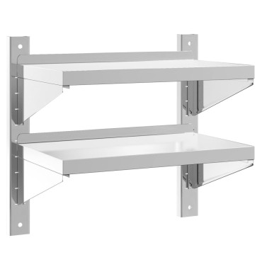 vidaXL Ράφι Τοίχου 2 Επιπ. Ασημί 50x30x48cm Ανοξείδωτο Ατσάλι 1 τεμ.