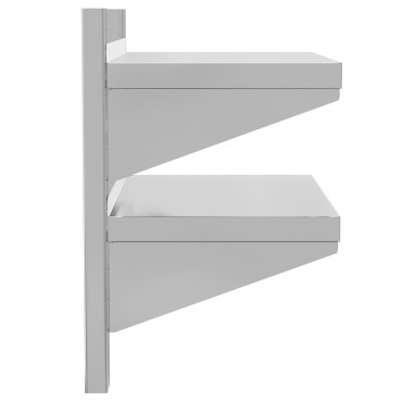 vidaXL Ράφι Τοίχου 2 Επιπ. Ασημί 50x30x48cm Ανοξείδωτο Ατσάλι 1 τεμ.