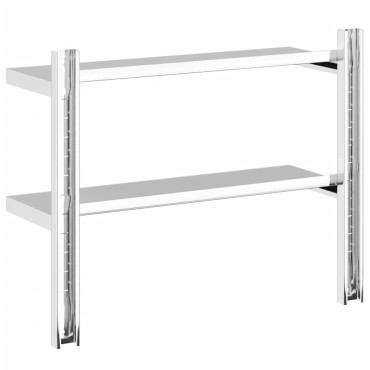 vidaXL Ράφι Τοίχου 2 Επιπ. Ασημί 75x23,5x60cm Ανοξείδωτο Ατσάλι 1 τεμ.