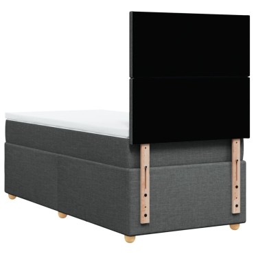 vidaXL Κρεβάτι Boxspring με Στρώμα Σκούρο Γκρι 90x190 εκ. Υφασμάτινο