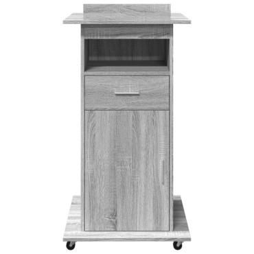 vidaXL Αναλόγιο με Ροδάκια & Συρτάρι Γκρι Sonoma 55x55x107cm Επεξ Ξύλο 1 τεμ.