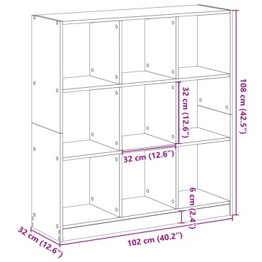 vidaXL Βιβλιοθήκη Όψη Παλαιού Ξύλου 102x32x108cm Επεξεργασμένο Ξύλο 1 τεμ.