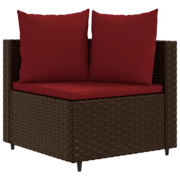 vidaXL Σαλόνι Κήπου Σετ 6 τεμ. Καφέ Συνθετικό Ρατάν με Μαξιλάρια 55x55cm
