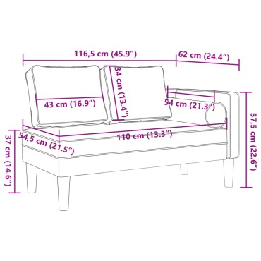 vidaXL Ανάκλιντρο Taupe Υφασμάτινο με Μαξιλάρια 110x54,5cm 1 τεμ.