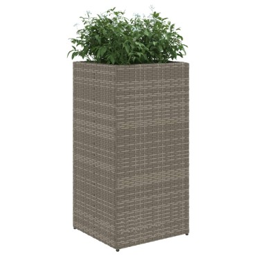 vidaXL Ζαρντινιέρα Κήπου Γκρι 40x40x80 εκ. από Συνθετικό Ρατάν