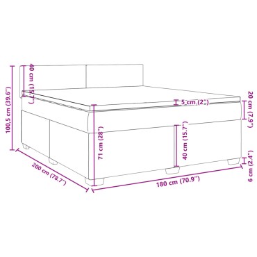 vidaXL Κρεβάτι Boxspring με Στρώμα Σκούρο Γκρι 180x200 εκ. Βελούδινο