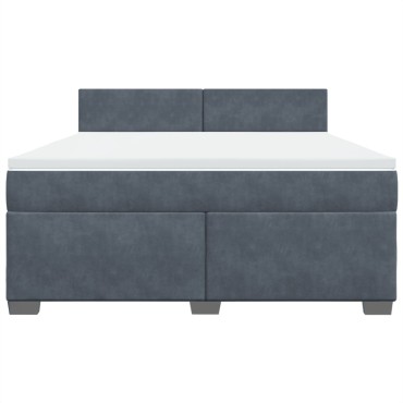 vidaXL Κρεβάτι Boxspring με Στρώμα Σκούρο Γκρι 180x200 εκ. Βελούδινο