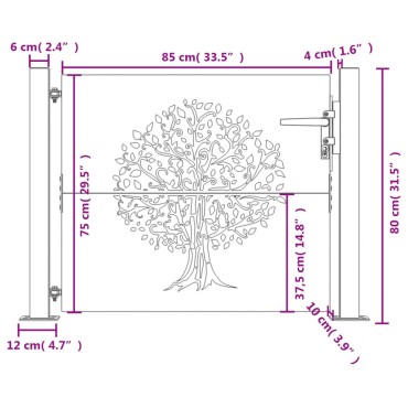 vidaXL Πύλη Κήπου με Σχέδιο Δέντρου 105x80 εκ. από Ατσάλι Corten