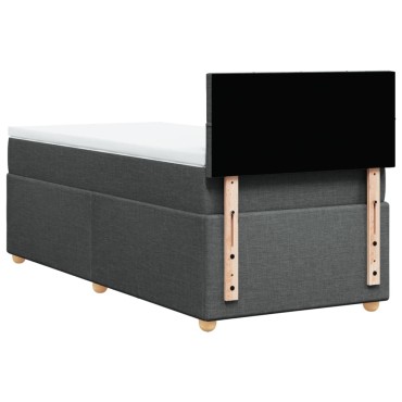 vidaXL Κρεβάτι Boxspring με Στρώμα Σκούρο Γκρι 90x190 εκ. Υφασμάτινο