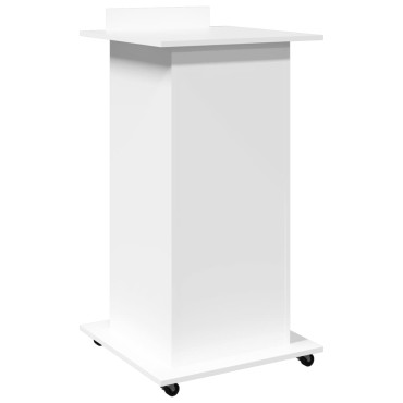 vidaXL Αναλόγιο με Ροδάκια & Συρτάρι Λευκό 55x55x107cm Επεξ. Ξύλο 1 τεμ.