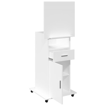 vidaXL Αναλόγιο με Ροδάκια & Συρτάρι Λευκό 55x55x107cm Επεξ. Ξύλο 1 τεμ.