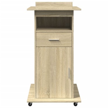 vidaXL Αναλόγιο με Ροδάκια & Συρτάρι Sonoma Δρυς 55x55x107cm Επεξ Ξύλο 1 τεμ.