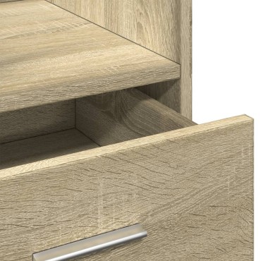 vidaXL Αναλόγιο με Ροδάκια & Συρτάρι Sonoma Δρυς 55x55x107cm Επεξ Ξύλο 1 τεμ.